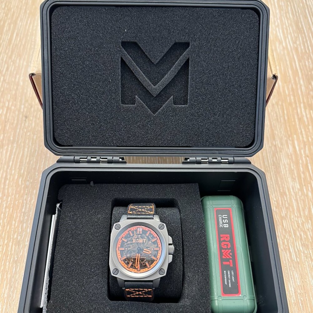 NEW IN BOX - RGMT Watch: Skeleton Altimeter Orange Grey - Priced to Sell